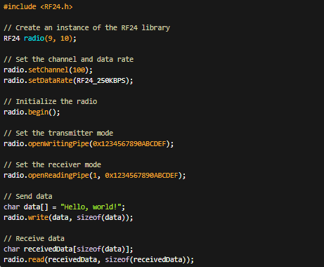 nRF24L01 module Example code