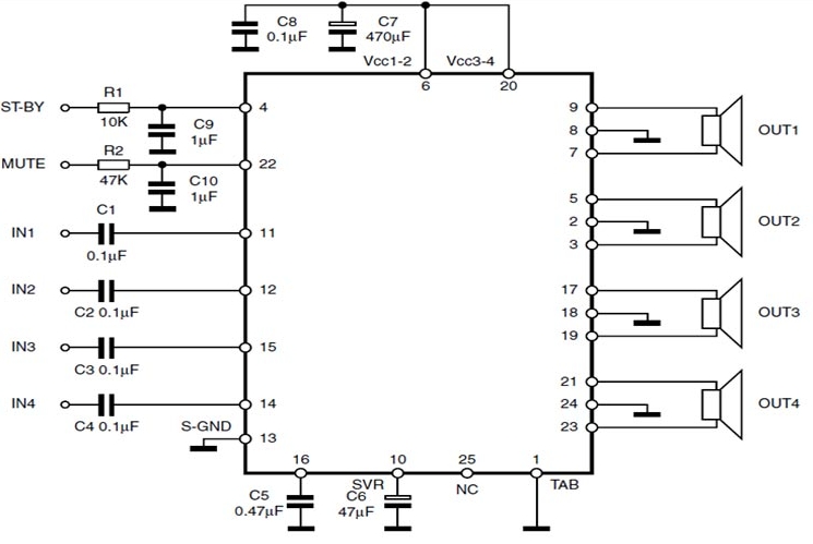 81c16ad6d30f9e26fddd3a5c58ecde0b.png Распиновка TDA7388